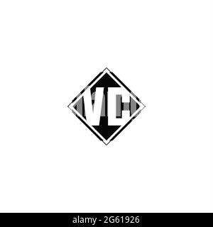Logo monogramma con forma quadrata a diamante isolato su colori neri e sfondo bianco Illustrazione Vettoriale