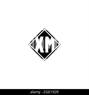 Logo monogramma con forma quadrata a diamante isolato su colori neri e sfondo bianco Illustrazione Vettoriale