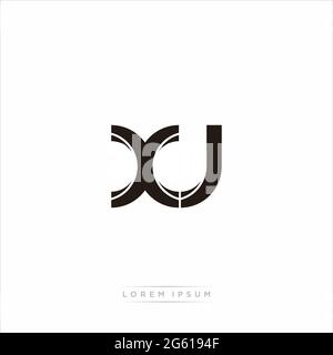 Initial Letter Split minuscola Monogramma moderno contorno collegato Logo arrotondato isolato su sfondo bianco Illustrazione Vettoriale