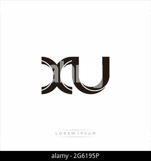 Initial Letter Split minuscola Monogramma moderno contorno collegato Logo arrotondato isolato su sfondo bianco Illustrazione Vettoriale