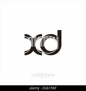 Initial Letter Split minuscola Monogramma moderno contorno collegato Logo arrotondato isolato su sfondo bianco Illustrazione Vettoriale