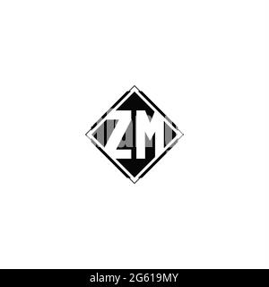 Logo monogramma con forma quadrata a diamante isolato su colori neri e sfondo bianco Illustrazione Vettoriale