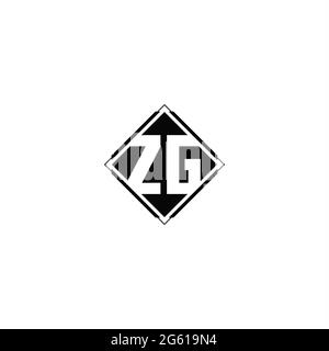 Logo monogramma con forma quadrata a diamante isolato su colori neri e sfondo bianco Illustrazione Vettoriale