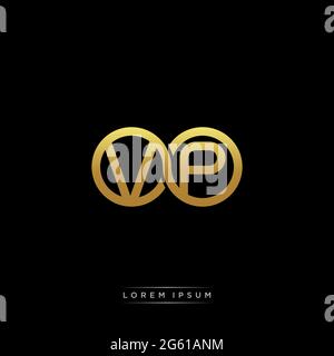 lettera iniziale link cerchio capitale monogramma logo modello moderno versione colore oro isolato su sfondo nero Illustrazione Vettoriale