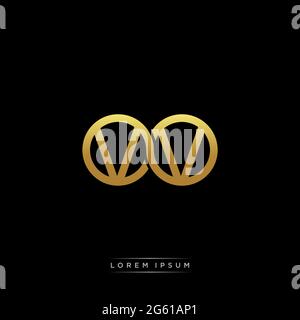 lettera iniziale link cerchio capitale monogramma logo modello moderno versione colore oro isolato su sfondo nero Illustrazione Vettoriale