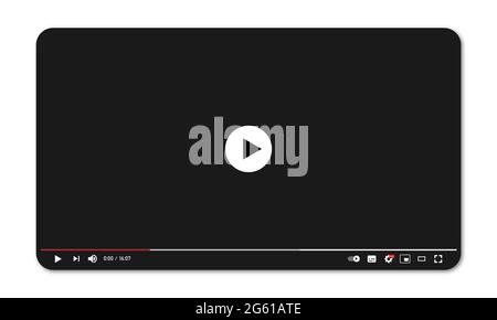 Modello di lettore video piatto. Il layout del lettore video. Concetto di blog, streaming o video online. Interfaccia utente. Illustrazione vettoriale Illustrazione Vettoriale