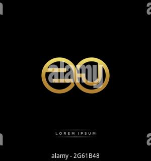 lettera iniziale link cerchio capitale monogramma logo modello moderno versione colore oro isolato su sfondo nero Illustrazione Vettoriale