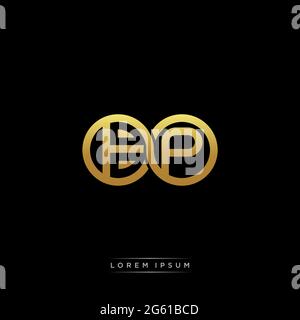 lettera iniziale link cerchio capitale monogramma logo modello moderno versione colore oro isolato su sfondo nero Illustrazione Vettoriale