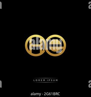 lettera iniziale link cerchio capitale monogramma logo modello moderno versione colore oro isolato su sfondo nero Illustrazione Vettoriale