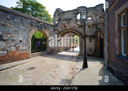 Torretta Gateway parte delle mura del castello di Leicester Foto Stock