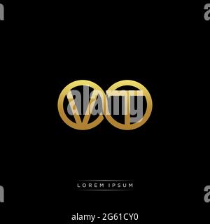 lettera iniziale link cerchio capitale monogramma logo modello moderno versione colore oro isolato su sfondo nero Illustrazione Vettoriale
