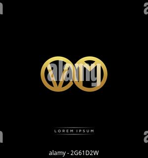 lettera iniziale link cerchio capitale monogramma logo modello moderno versione colore oro isolato su sfondo nero Illustrazione Vettoriale