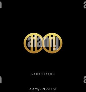 lettera iniziale link cerchio capitale monogramma logo modello moderno versione colore oro isolato su sfondo nero Illustrazione Vettoriale
