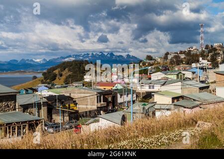 Vista aerea di Ushuaia, Argentina Foto Stock