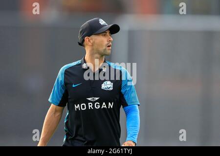 Manchester, Regno Unito. 01 luglio 2021. Brett D'Olivera di Worcestershire Rapids a Manchester, Regno Unito il 7/1/2021. (Foto di Conor Molloy/News Images/Sipa USA) Credit: Sipa USA/Alamy Live News Foto Stock