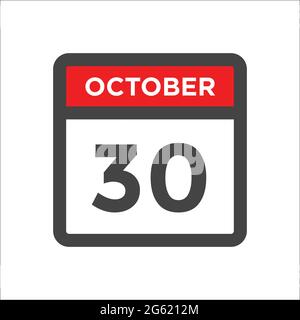 Icona del calendario di ottobre 30 - giorno del mese Illustrazione Vettoriale