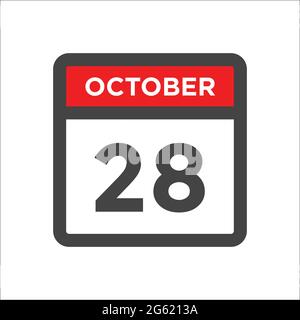 Icona del calendario di ottobre 28 - giorno del mese Illustrazione Vettoriale