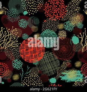 Sfondo floreale vintage astratto senza cuciture. Sfondo scuro. Illustrazione vettoriale Illustrazione Vettoriale