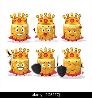 Una fetta carismatica di personaggio cartoon all'ananas con una corona d'oro. Illustrazione vettoriale Illustrazione Vettoriale