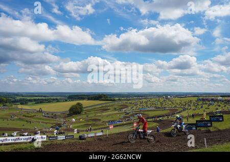 Vista generale delle prove libere EMX125/EMX250, per la tappa britannica dei Campionati Mondiali di motocross FIM 2021 di sabato 26 giugno 2021 Foto Stock