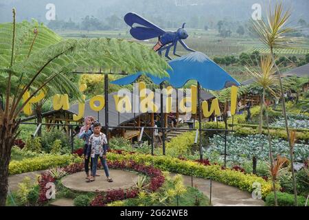 Il turismo naturale del Cafe Sawah Pujon Kidul a Malang. Il Cafe Sawah è un turismo naturale Foto Stock