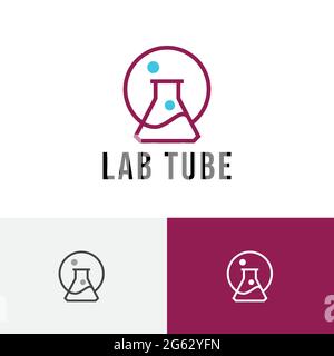 Logo della linea semplice di Laboratory Tube Science Research Illustrazione Vettoriale