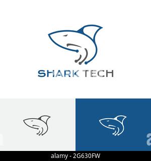 Logo del servizio Internet per computer Wild Shark Tech Illustrazione Vettoriale