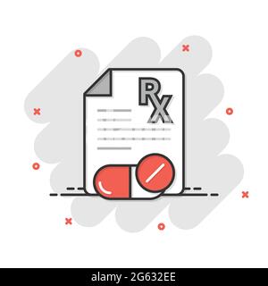 Icona di prescrizione in uno stile piatto. Rx documento illustrazione vettoriale bianco su sfondo isolato. Carta il concetto di business. Illustrazione Vettoriale