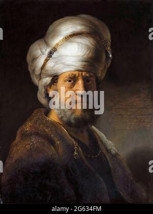 Rembrandt van Rijn, ritratto, uomo in Abbigliamento orientale, 1635 Foto Stock