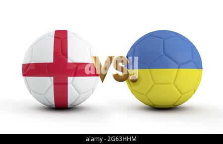 Repubblica Ceca Vs. Danimarca calcio match. Bandiere con calcio. Rendering 3D Foto Stock