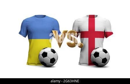 Repubblica Ceca Vs. Danimarca calcio match. Bandiere con calcio. Rendering 3D Foto Stock