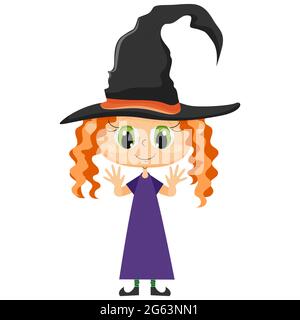 Carino cartoon Little Halloween strega. Illustrazione vettoriale. Illustrazione Vettoriale