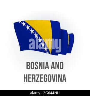 Bandiera vettoriale della Bosnia-Erzegovina. Bandiera bosniaca sventolante. Illustrazione vettoriale. Illustrazione Vettoriale