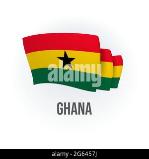Bandiera vettoriale del Ghana. Bandiera sventolante ghanese. Illustrazione vettoriale. Illustrazione Vettoriale