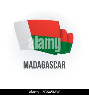 Bandiera vettoriale del Madagascar. Bandiera malgascio sventolante. Illustrazione vettoriale. Illustrazione Vettoriale