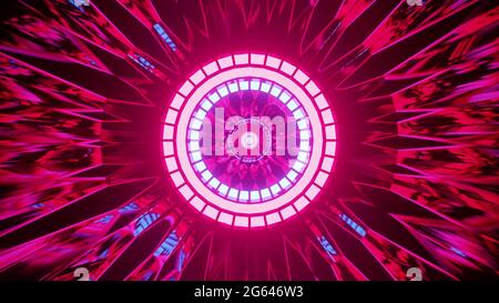 Immagine 3D 4K UHD di un tunnel geometrico luminoso Foto Stock