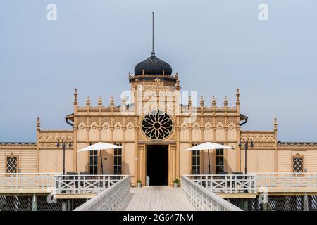 Varberg, Svezia - 20 giugno 2021: Vista dettagliata della storica casa da bagno di Varberg Foto Stock