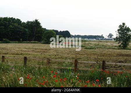 Cambiamenti nella campagna a Chipping Warden, Northamptonshire, dopo l'inizio dei lavori sulla linea ferroviaria HS2. Foto Stock