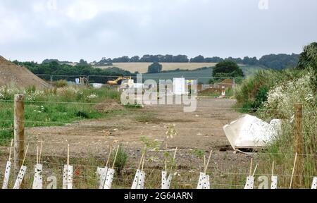 Cambiamenti nella campagna a Chipping Warden, Northamptonshire, dopo l'inizio dei lavori sulla linea ferroviaria HS2. Foto Stock