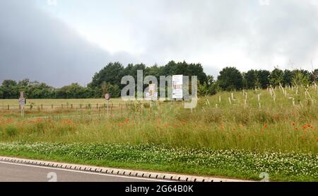 Cambiamenti nella campagna a Chipping Warden, Northamptonshire, dopo l'inizio dei lavori sulla linea ferroviaria HS2. Foto Stock