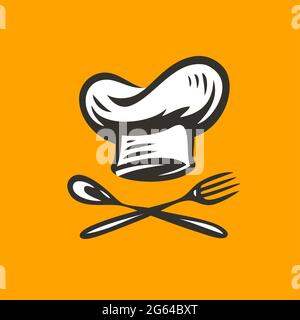 Logo di cucina. Concetto di cibo. Simbolo per il menu del ristorante o del caffè Illustrazione Vettoriale