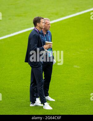 Manager Oliver Bierhoff (Deutschland), Torwarttrainer Andreas Köpke (Deutschland) England - Deutschland London, 29.06.2021, Fussball, Sison 2020/21 Foto Stock