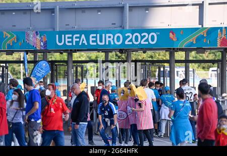 Monaco, Germania. 02 luglio 2021. Immagine che mostra la UEFA Euro 2020 che salpava a Monaco durante una partita di calcio durante il quarto finale Campionato europeo Euro 2020 tra la nazionale belga di calcio Red Devils e l'Italia, chiamata Azzurri, venerdì 2 luglio 2021 nella Allianz Arena di Monaco, Germania . PHOTO SPORTPIX | SPP | DAVID CATRY Credit: SPP Sport Press Photo. /Alamy Live News Foto Stock