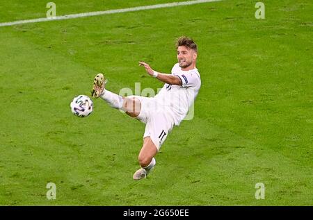 Monaco, Germania. 02 luglio 2021. L'italiano forward Ciro Immobile (17) ha ritratto durante una partita di calcio durante il quarto finale del Campionato europeo Euro 2020 tra la nazionale belga di calcio Red Devils e l'Italia, chiamato Azzurri, venerdì 2 luglio 2021 nella Allianz Arena di Munchen, Germania . PHOTO SPORTPIX | SPP | DAVID CATRY Credit: SPP Sport Press Photo. /Alamy Live News Foto Stock