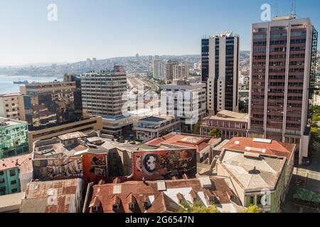 VALPARAISO, CILE - 29 MARZO 2015: Skyline di Valparaiso, Cile Foto Stock