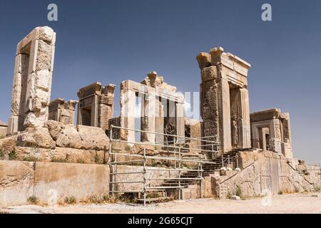 Persepolis, palazzo di Dario il grande (Tachara), capitale dell'impero achemenide, provincia di Fars, Iran, Persia, Asia occidentale, Asia Foto Stock