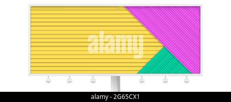Affissioni con sfondo geometrico astratto. Colori giallo, verde e rosa. Forme con ombra. Illustrazione vettoriale. Illustrazione Vettoriale