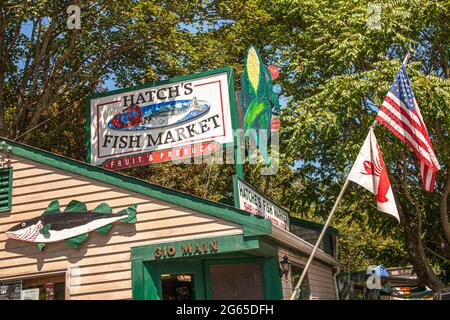 Mercato del pesce di Hatch a Wellfleet, Massachusetts Foto Stock