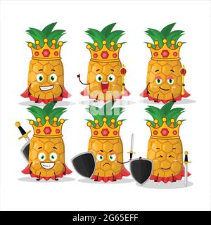 Un personaggio carismatico di ananas King con una corona d'oro. Illustrazione vettoriale Illustrazione Vettoriale