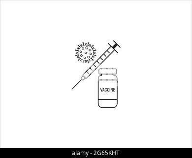 Icona di vaccinazione, iniezione, inoculazione. Disegno vettoriale. disegno piatto. Illustrazione Vettoriale